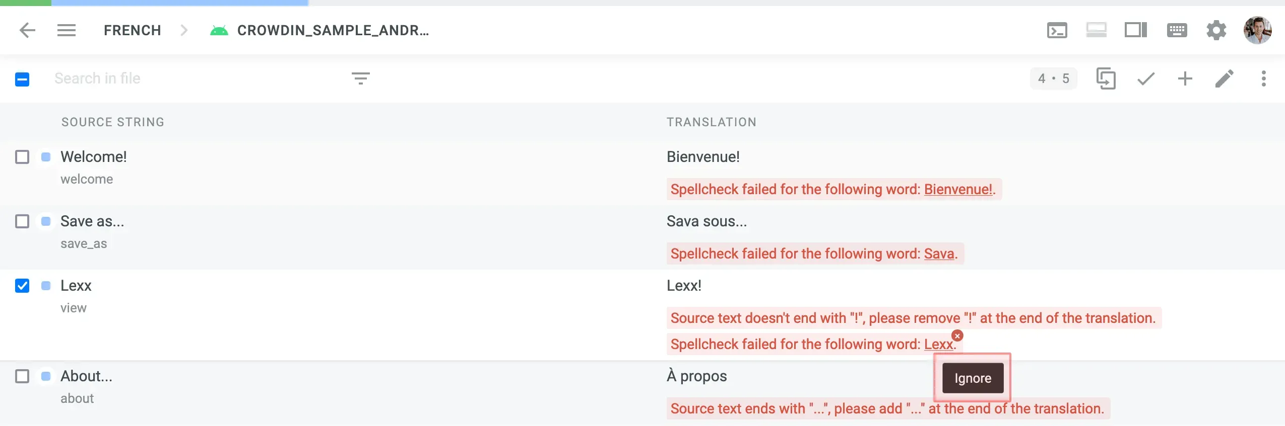 Spellcheck Ignore List in Crowdin